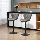 Dark Grey Swivel Barstools Set, 2 Breakfast Bar Chairs with Backrest & Footrest