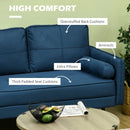 Blue Upholstered 2 Seater Loveseat Sofa with Back Cushions and Pillows