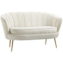 Modern Cream Velvet Loveseat Sofa with Petal Backrest