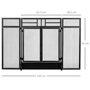 Black 3-Panel Freestanding Fireplace Screen with Door