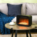 Electric Fireplace Stove, White, LED Flame Effect, 800W/1600W