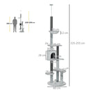 Grey Adjustable Cat Tree with Scratching Posts & Hammock