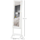 White LED Mirrored Jewelry Cabinet Armoire