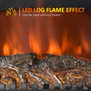 Black Electric Fireplace Stove Heater with LED Flame Effect, Double Door, Portable & Safe