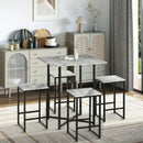 Grey Concrete Effect 5-Piece Square Bar Table Set with Stools
