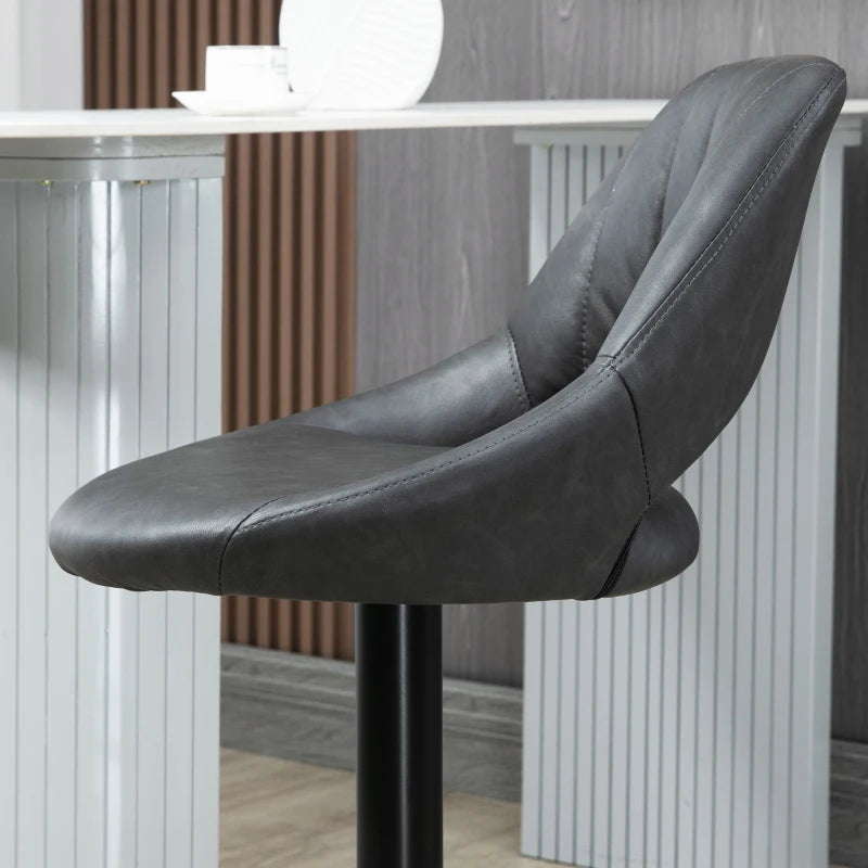 Black Adjustable Swivel Barstools Set of 2 with Footrest