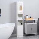 White Tall Bathroom Storage Cabinet with Mirror
