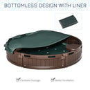 Brown Round Kids Sand Pit with Water-Resistant Cover
