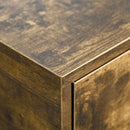 Rustic Brown Industrial Coffee Table with Storage Shelf and Drawer