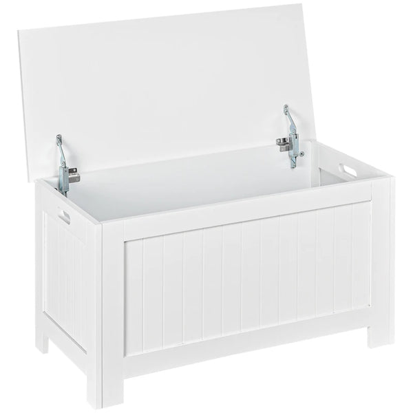 White Lift Top Storage Chest with Safety Hinges - Bedroom Entryway Organizer