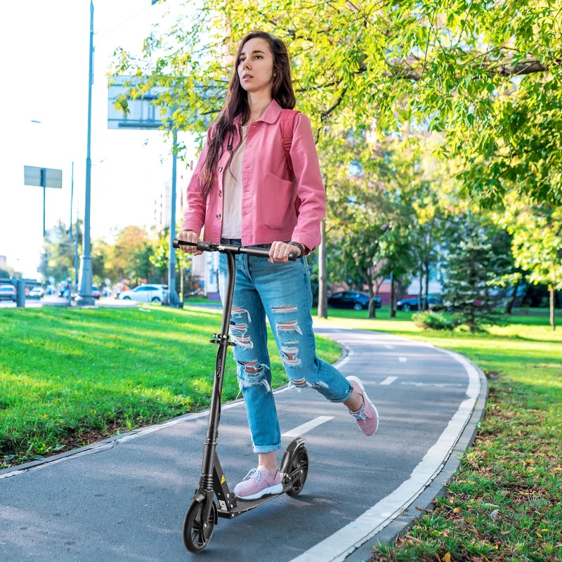 Blue Folding Kick Scooter with Adjustable Height and Dual Brake