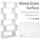 White S-Shaped 6-Tier Wooden Bookshelf for Home Office and Living Room