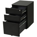 Steel 3-Drawer Rolling Filing Cabinet for A4, Letter, Legal Files - Black