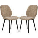 Velvet Dining Chairs, Set of 2, Light Brown Metal Leg Chairs
