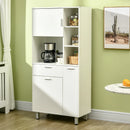White Kitchen Storage Cabinet with Shelves and Drawer, 166 cm