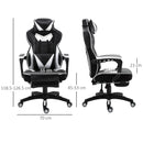 White Gaming Chair with Lumbar Support, Footrest, and Headrest
