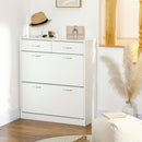 White Shoe Storage Cabinet with 2 Flip Drawers - Organiser for 12 Pairs
