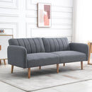 Grey Convertible Linen Fabric Sofa Bed with Adjustable Backrest