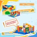 Kids 4-in-1 Inflatable Bouncy Castle with Double Slides, Trampoline, Pool, and Climbing Wall - Blue