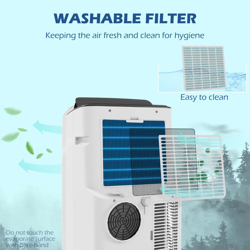 Portable 14,000 BTU Air Conditioner - WiFi Smart Home, Dehumidifier, Fan, 24H Timer - White
