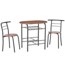 3-Piece Metal Frame Wood Top Dining Set in Black
