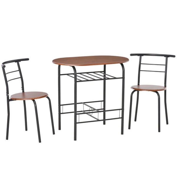 3-Piece Metal Frame Wood Top Dining Set in Black