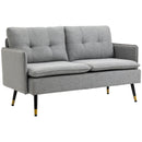 Grey Two Seater Button Tufted Sofa with Cushions
