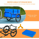 Blue Steel Frame Bike Trailer Storage Box - 65L Capacity
