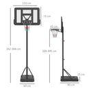 Adjustable Black Freestanding Basketball Hoop Set - 200-305cm