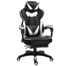 White Gaming Chair with Lumbar Support, Footrest, and Headrest