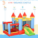 Kids Inflatable Bounce Castle with Trampoline, Slide, Pool & Basket - Blue
