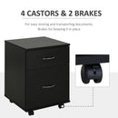 Black 2-Drawer Mobile Filing Cabinet for Home Office