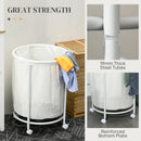 Rolling Laundry Basket on Wheels, 100L Cream White Hamper with Removable Bag