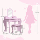 Kids Pink Cloud Vanity Set with Mirror, Stool, Drawer & Storage - Ages 3-6