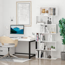 White S-Shaped 6-Tier Wooden Bookshelf for Home Office and Living Room