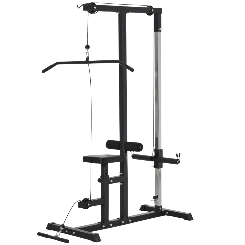 Adjustable Seat Cable Pulley Tower - Black