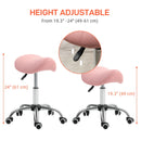 Height Adjustable Pink Salon Saddle Stool, Faux Leather