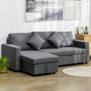 Dark Grey Sofa Bed with Storage, 3 Seater Pull Out Couch