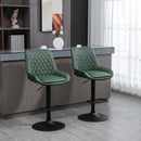 Green Retro Adjustable Bar Stools Set of 2 with Swivel Seat