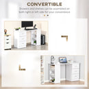 White Computer Desk with Storage Shelves and Drawers