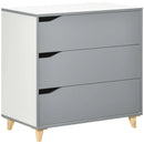 Grey 3-Drawer Storage Cabinet with Pine Wood Legs, 75x42x75cm