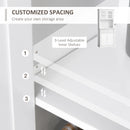 White Kitchen Storage Cabinet with Glass Doors and Adjustable Shelves