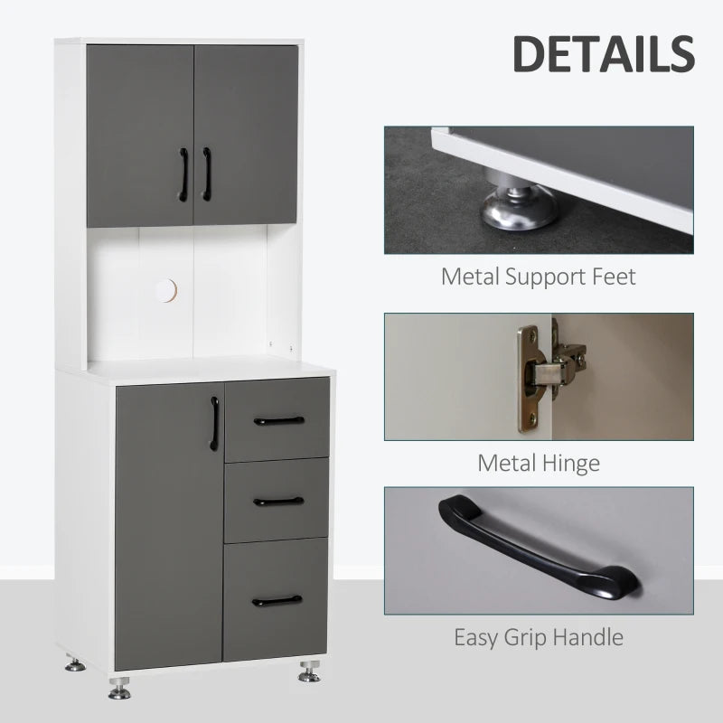 Grey Kitchen Storage Cabinet with Drawers and Countertop