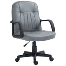 Grey Swivel Office Chair - PU Leather Desk Gaming Seater