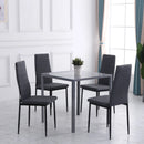 Grey Upholstered High Back Dining Chairs Set of 4