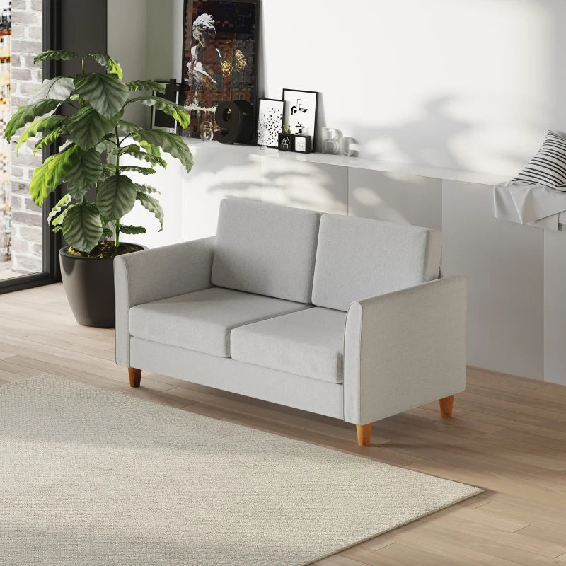 Grey Linen Two-Seater Sofa