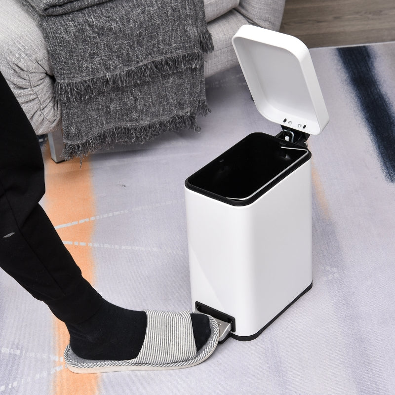 5L White Steel Compact Bin with Quiet-Close Lid