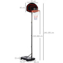 Black Portable Outdoor Basketball Hoop Stand - Adjustable Height 210-260 cm