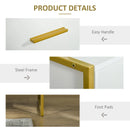 White and Gold Modern Bedside Tables with Drawer Shelf, Set of 2