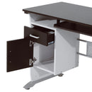 Black Walnut Computer Desk with Keyboard Tray and Storage Drawers